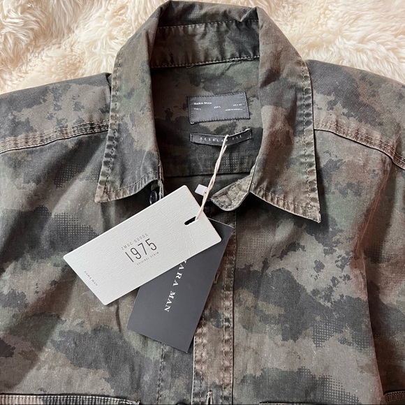 NWT Zara Man Modern Camo Regular Fit Button Up Top - Picture 6 of 7